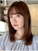 (ミディアム/縮毛矯正/髪質改善/トリートメント/グレージュ)