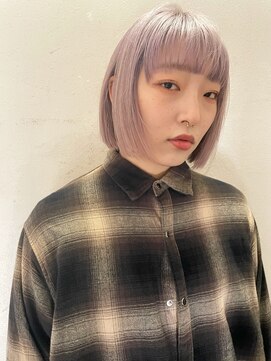 ソイ 下北沢(soi) 【pink pearl】ハイトーンボブ/ワイドバング/ピンクラベンダー
