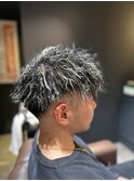 金メッシュ×ツイストパーマ