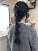 kana ヘアアレンジ 結婚式 編みおろし