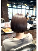 20代30代ミニボブココアブラウン小顔美肌ストレート丸み
