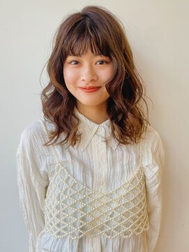 ガーデン 銀座(GARDEN) ミディアムヘア レイヤー 顔まわりレイヤー 前髪 ブラウンカラー