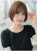 ■マロンベージュAライン小顔丸みショートボブ711上尾30代40代