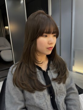 シュルール 所沢プロぺ通り店(chorule) ブリーチなしオリーブグレージュロングレイヤー前髪カット