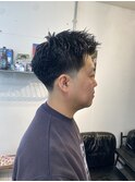 メンズカットテーパーフェードスキンフェードスパイキーショート
