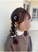 推し活に相性抜群◎編み込み×リボンツイン