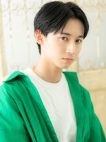 大波純一美容室パーティハン&nbsp;爽やか黒髪センターパート韓国風コンマヘアa小山10代20代30代