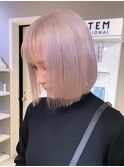 ba361_ニュアンスカラーオン眉ショートミルクティーピンクボブ