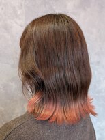 ザ ラブズ ラフズ ヘアー 本店(the loves laughs hair) 春のピンクオレンジ/外はね/毛先カラー/レイヤーボブ