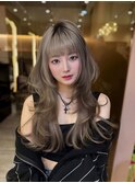 ミニウルフレイヤーカット顔周り前髪韓国ミディアムロング/池袋