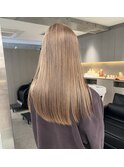 韓国ヘア顔周りレイヤーミルクティーベージュグレージュカラー