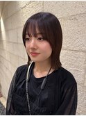 切りっぱなしボブ　シースルーバング　京都美容室　進詩織