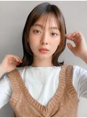 モテ髪フェイスフレーミングセミディ艶感シースルーバング