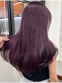 ダブルカラーチェリーレッドピンクブラウン韓国レイヤーロング