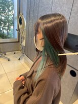 アース 南福島店(HAIR&MAKE EARTH)&nbsp;インナーカラー×グリーン