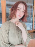小顔ナチュラルボブヘア/オレンジブラウン20代30代40代