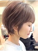 新宿 大人可愛い 20代30代40代 丸みショート 耳掛けショートボブ