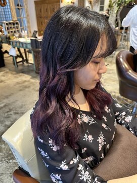 ナルヘアー 越谷(Nalu hair) ラベンダーピンク/デザインカラー/サイドバング