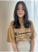暗髪透明感カラーレイヤーロンググレージュアッシュ