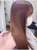髪質改善カラー×セミロングストレート