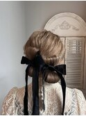 リボンヘアアレンジ