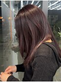 ◎美髪カールシアーカラーワインブラウンロングセミディ