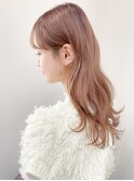 くびれヘアアプリコットオレンジ夏ヘアハイライトカラー