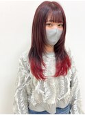 ロングウルフとレッドグラデーションカラー