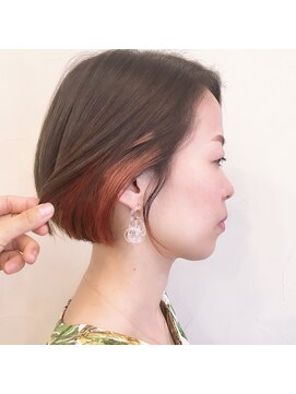 ファヴォリ(favori) 【favori　自由が丘】スモーキーオレンジBOB × インナーカラー