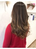ナチュラル大人可愛いブラウン立体感バレイヤージュカラー