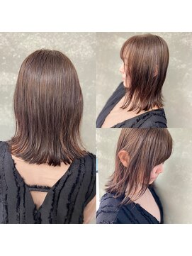 トゥージュ ベル(Toujours Belle) 切りっぱなしボブ×脱白髪染めのカラー×デザインストレート