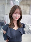 黒髪ボブルフネビージュ小顔ワンレン顔まわり韓国レイヤーカット