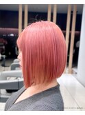 ハイトーンピンク×ボブ