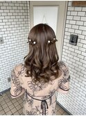 ハーフツイン ミックス巻き パールピン 参列ヘア デートヘア