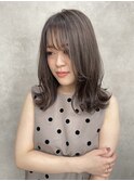 ホワイトグレージュミニウルフチェリーブラウンデジタルパーマ
