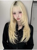 くびレイヤーボブルフネビージュ小顔ワンレンこなれミディ