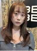 レディースのオリーブベージュと顔まわりレイヤー【ロング】