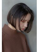 大人かわいい/小顔ボブ/透明感ベージュ/20代30代40代