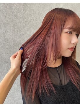 ジーナ 福岡天神(Zina) [Zina福岡天神]髪質改善/ハイトーンカラー/ワインレッド/前髪