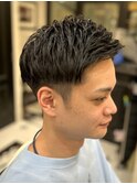 メンズツーブロックショート