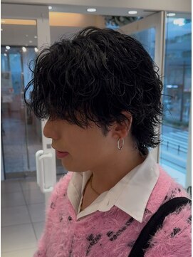 オーシャントーキョー 仙台(OCEAN TOKYO) シャドウパーマ波巻きスパイラルメンズ黒髪マッシュウルフ