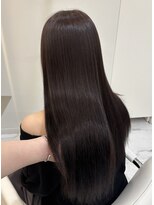 ストレートロング　艶カラー　ラベンダーカラー