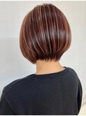 大人可愛い丸みショートボブピンクラベンダーベージュハイライト