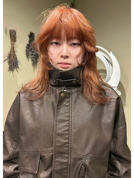 ヘアメイク エイト キリシマ(hair make No.8 kirishima) 顔周りレイヤー+オレンジブラウン
