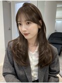 顔周りレイヤーカットロングレイヤーボブ韓国ヘアハッシュカット
