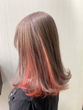 トムキャット(TOM CAT) 大人気 ブリーチ インナーカラー ピンクベージュ オレンジ