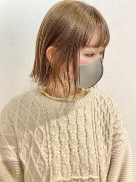 マイル 渋谷(mile) ライトベージュ×切りっぱなしボブ