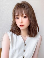 デザインカラー/シルキーベージュ/斜めバング/グレージュカラー