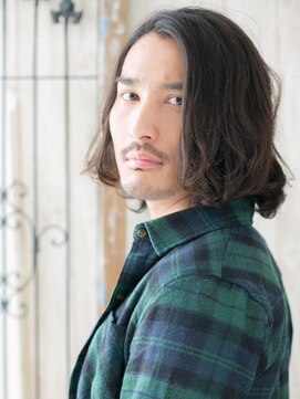 メンズヘア ビーセカンド 草加店(MENS HAIR B-2) ミントアッシュのワイルドランダムゆる巻きロングW草加