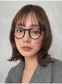 顔周りレイヤーカットくびれヘアミルクティーベージュカラー